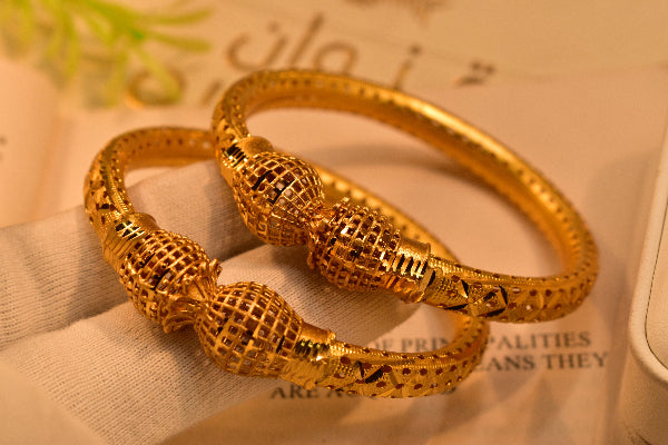 Beautiful Design Gold Plated 2pc Bangle Set for Girls/Women