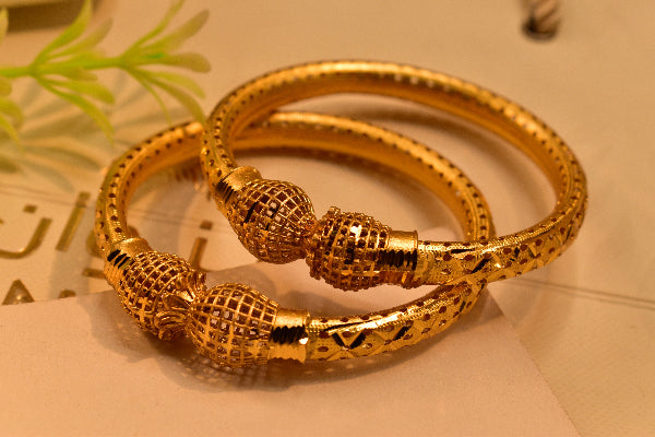 Beautiful Design Gold Plated 2pc Bangle Set for Girls/Women