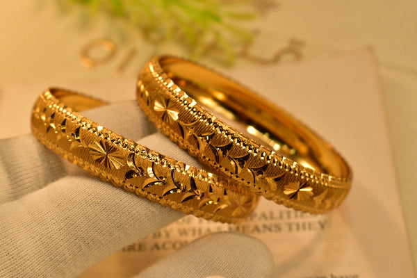 Elegant Design Gold Plated 2pc Bangle Set for Girls/Women