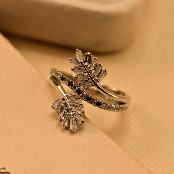 Fancy Leaf Design Crystal Stones Ring For Girls/Women