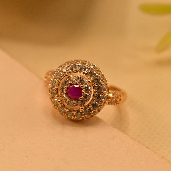 Elegant Design Gold Plated Crystal Stones Ring For Girls/Women