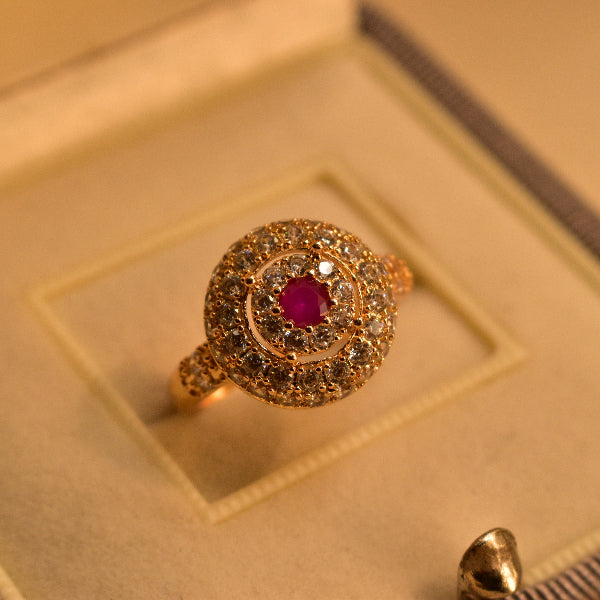 Elegant Design Gold Plated Crystal Stones Ring For Girls/Women