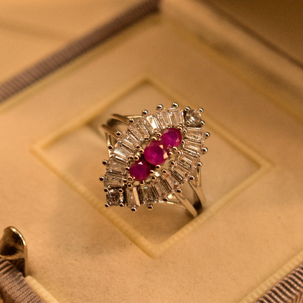 Elegant Design Silver Plated Crystal Stones Ring For Girls/Women