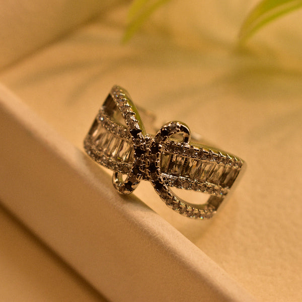 Elegant Design Silver Plated Crystal Stones Ring For Girls/Women