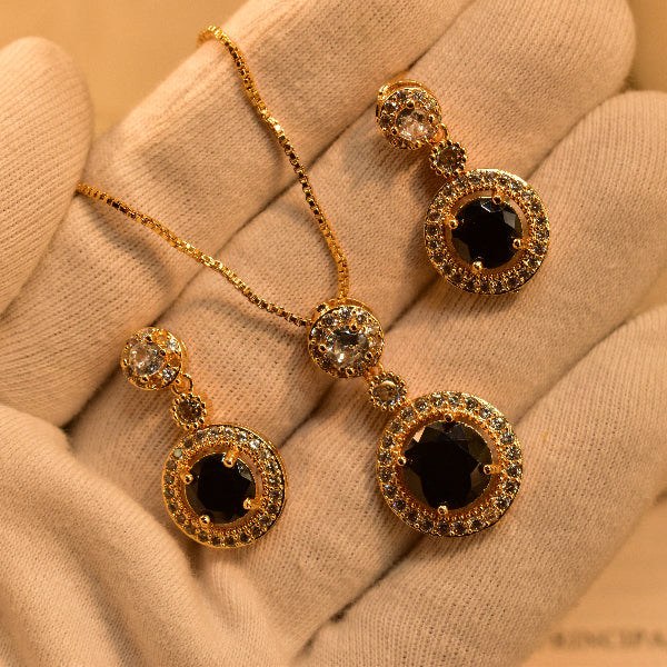 Glamorous Design Gold Plated Real Stones Necklace Set for Girls/Women