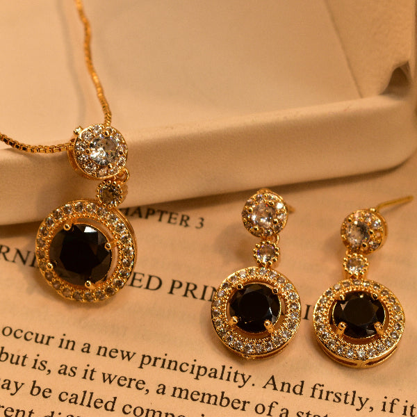 Glamorous Design Gold Plated Real Stones Necklace Set for Girls/Women