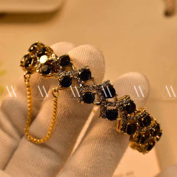Stylish Design Gold Plated Real Stones Bangle for Girls/Women