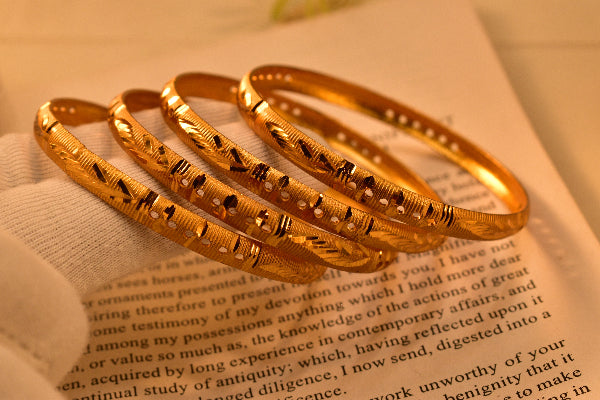 Beautiful Design Gold Plated 4pc Bangle Set for Girls/Women