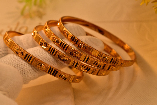 Elegant Design Gold Plated 4pc Bangle Set for Girls/Women