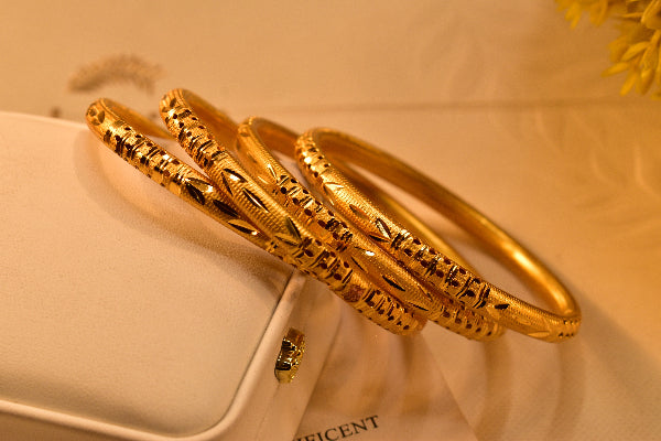 Elegant Design Gold Plated 4pc Bangle Set for Girls/Women