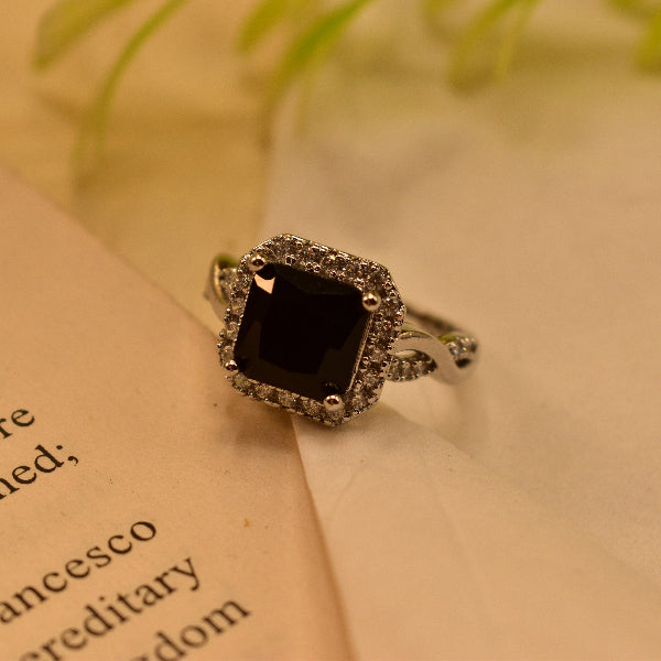 Glamorous Cubic Design Silver Plated Crystal Stones Ring For Girls/Women