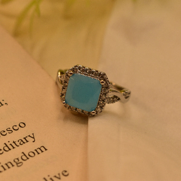 Glamorous Cubic Design Silver Plated Crystal Stones Ring For Girls/Women