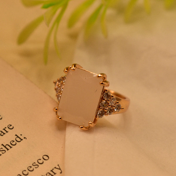 Glamorous Cubic Design Gold Plated Crystal Stone Ring For Girls/Women