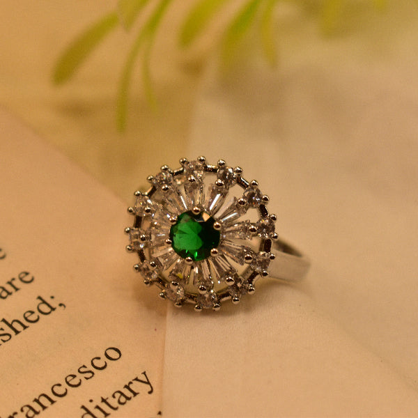 Elegant Design Silver Plated Crystal Stone Ring For Girls/Women