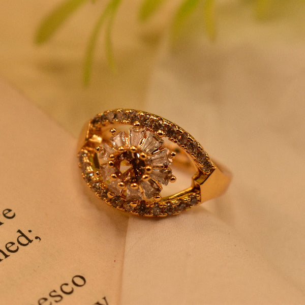 Glamorous Design Gold Plated Crystal Stone Ring For Girls/Women