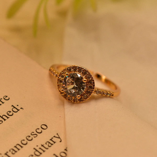 Luminous Design Gold Plated Crystal Stone Ring For Girls/Women