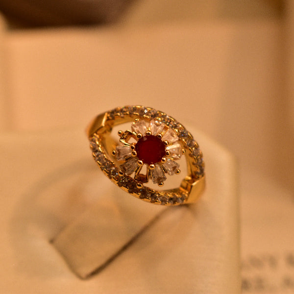 Glamorous Design Gold Plated Crystal Stone Ring For Girls/Women