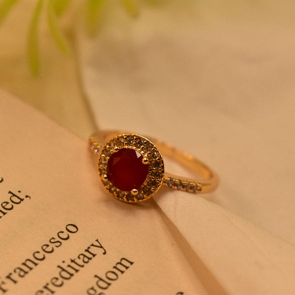 Luminous Design Gold Plated Crystal Stone Ring For Girls/Women