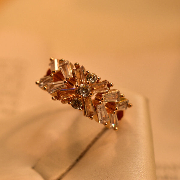 Fancy Design Gold Plated Crystal Stone Ring For Girls/Women