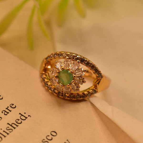 Glamorous Design Gold Plated Crystal Stone Ring For Girls/Women