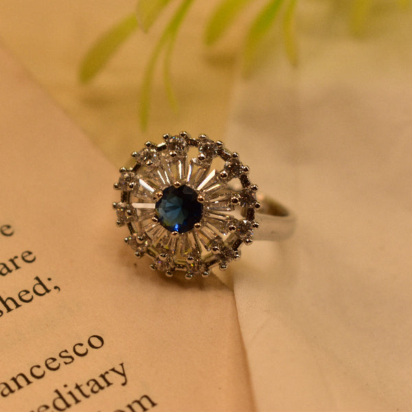 Elegant Design Silver Plated Crystal Stone Ring For Girls/Women