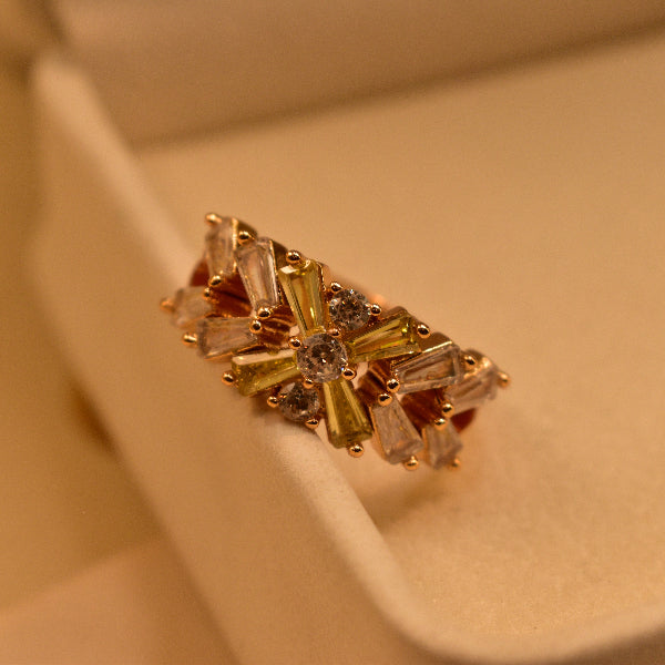 Fancy Design Gold Plated Crystal Stone Ring For Girls/Women