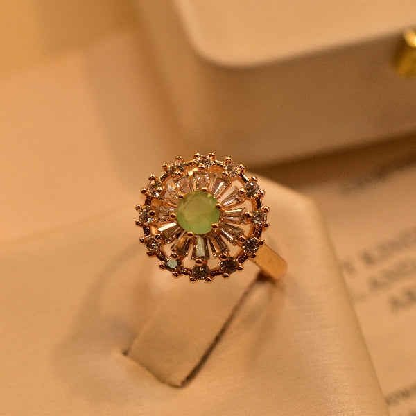 Stylish Design Gold Plated Crystal Stone Ring For Girls/Women