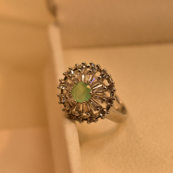 Elegant Design Silver Plated Crystal Stone Ring For Girls/Women