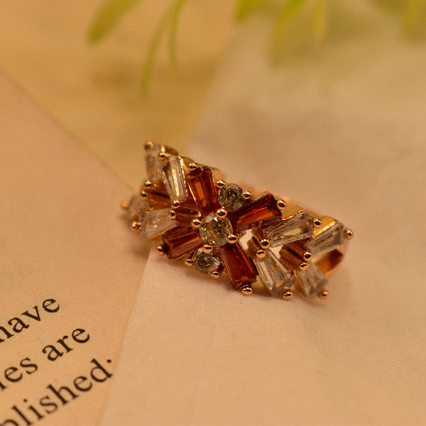 Fancy Design Gold Plated Crystal Stone Ring For Girls/Women