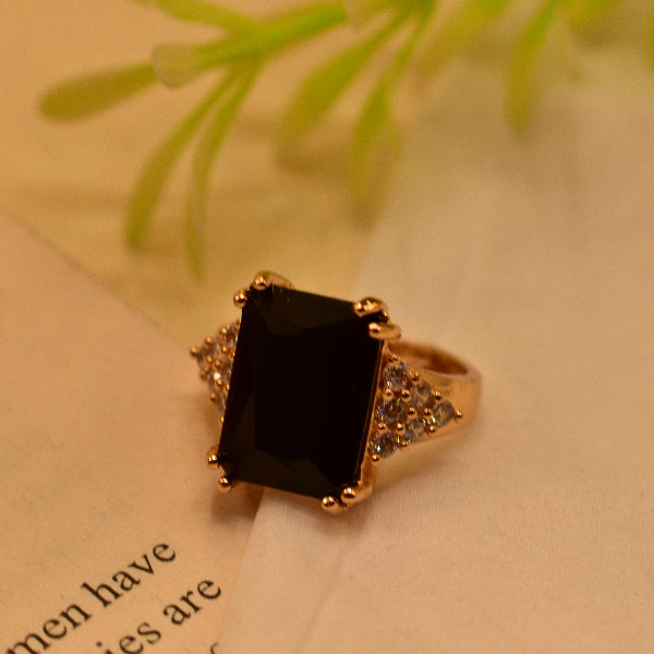 Glamorous Cubic Design Gold Plated Crystal Stone Ring For Girls/Women