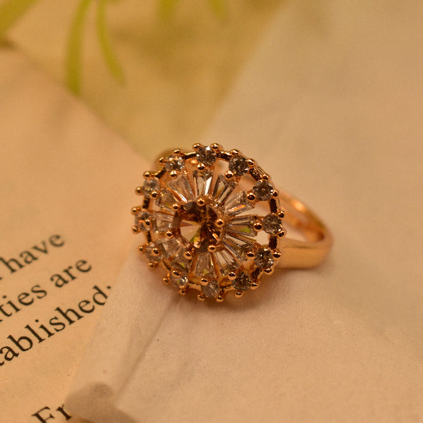 Stylish Design Gold Plated Crystal Stone Ring For Girls/Women