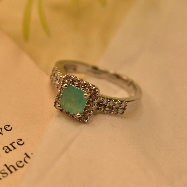 Luminous Design Silver Plated Crystal Stone Ring For Girls/Women