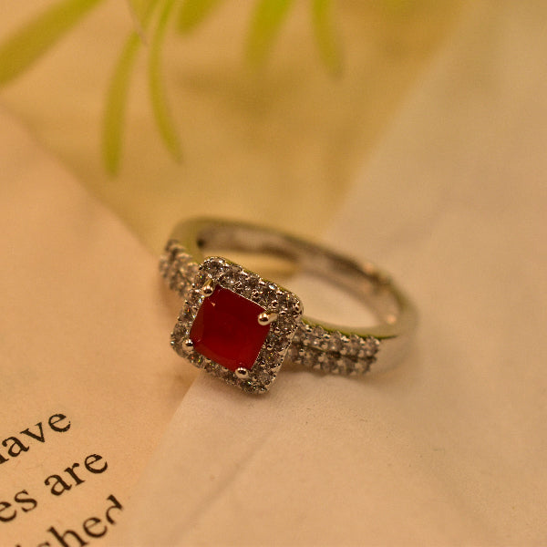 Luminous Design Silver Plated Crystal Stone Ring For Girls/Women