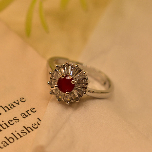 Elegant Design Silver Plated Crystal Stone Ring For Girls/Women