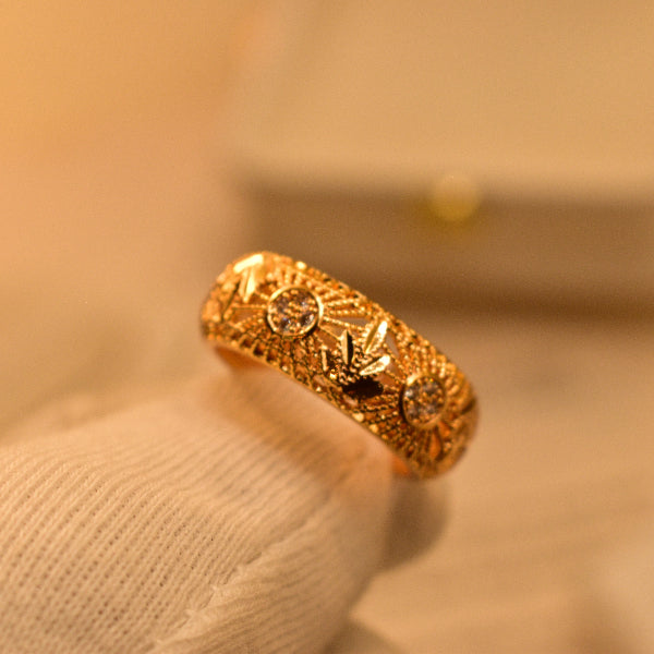 Luxury Design Gold Plated Crystal Stone Ring For Girls/Women