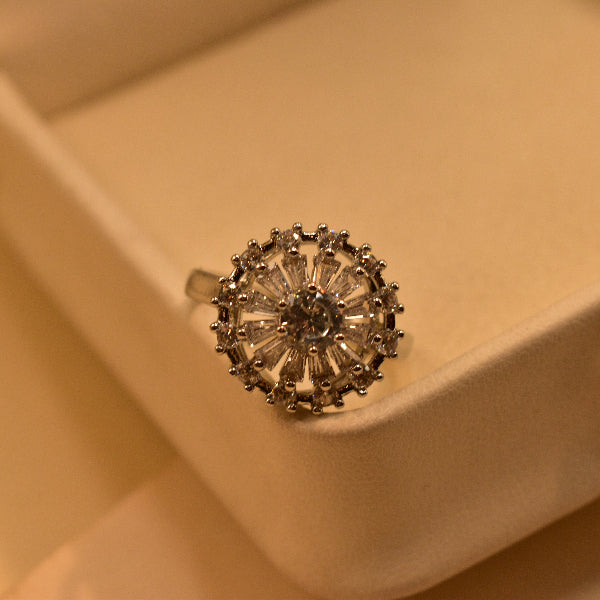Elegant Design Silver Plated Crystal Stone Ring For Girls/Women