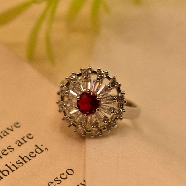 Elegant Design Silver Plated Crystal Stone Ring For Girls/Women
