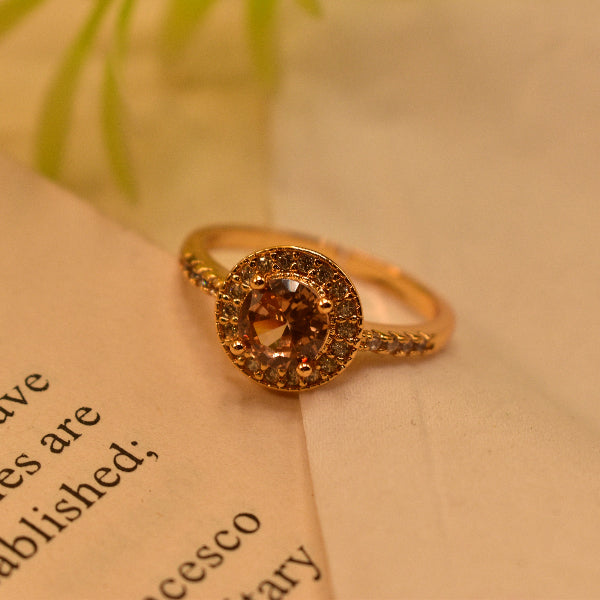 Luminous Design Gold Plated Crystal Stone Ring For Girls/Women