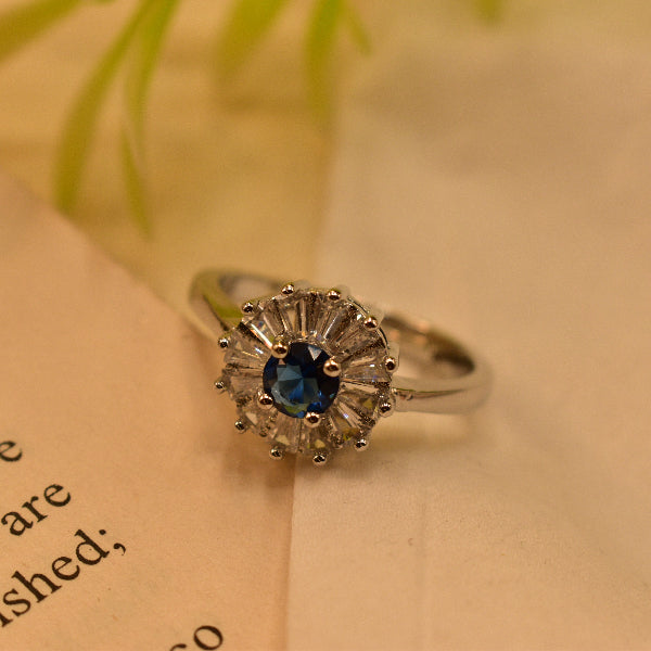 Elegant Design Silver Plated Crystal Stone Ring For Girls/Women