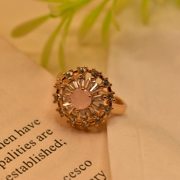 Stylish Design Gold Plated Crystal Stone Ring For Girls/Women