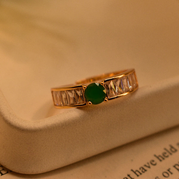 Luminous Design Gold Plated Real Stone Ring For Girls/Women