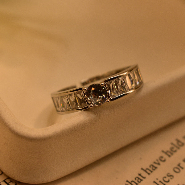Graceful Design Silver Plated Real Stone Ring For Girls/Women