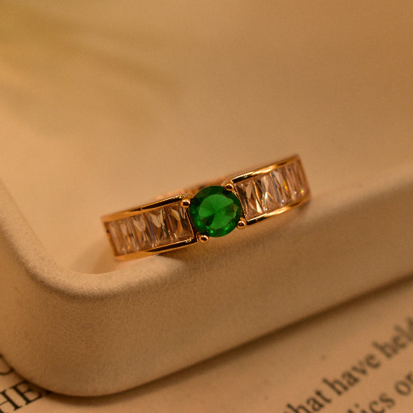 Luminous Design Gold Plated Real Stone Ring For Girls/Women