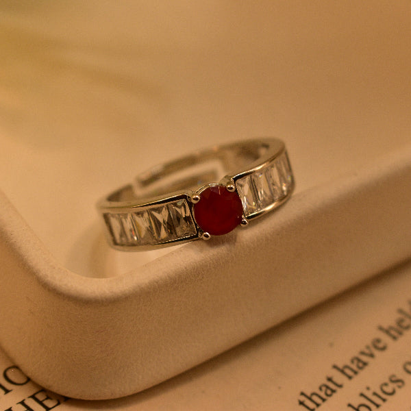 Graceful Design Silver Plated Real Stone Ring For Girls/Women