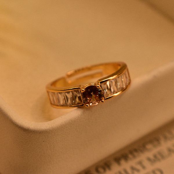 Luminous Design Gold Plated Real Stone Ring For Girls/Women