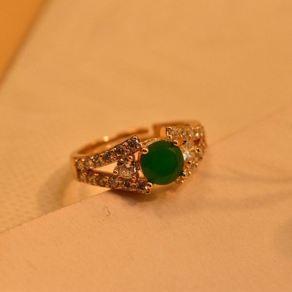 Dazzling Design Gold Plated Real Stone Ring For Girls/Women