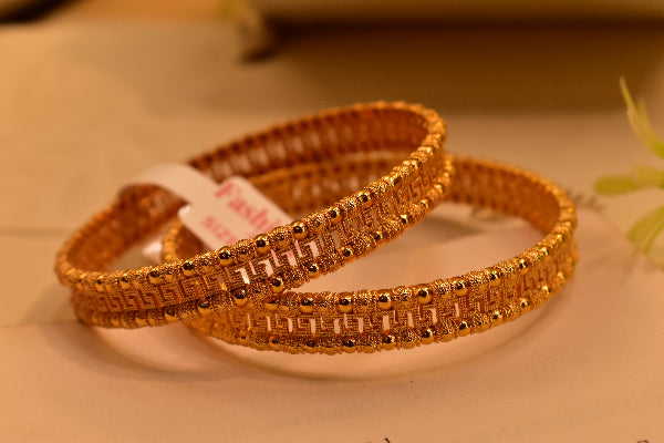 Elegant Design Gold Plated 2pc Bangle Set for Girls/Women