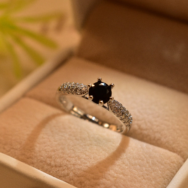 Fancy Design Silver Plated Real Stones Ring For Girls/Women