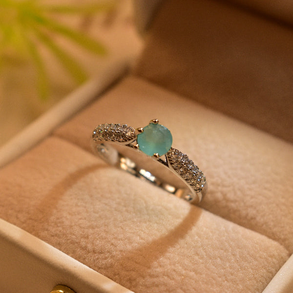 Fancy Design Silver Plated Real Stones Ring For Girls/Women