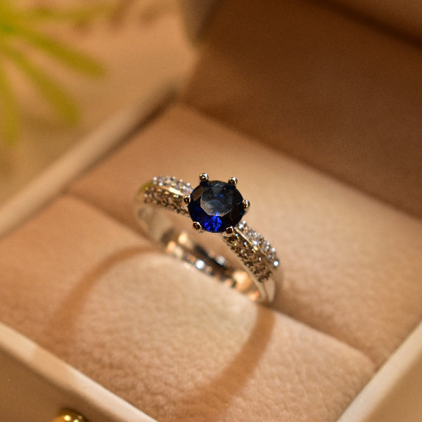 Dazzling Design Silver Plated Real Stones Ring For Girls/Women